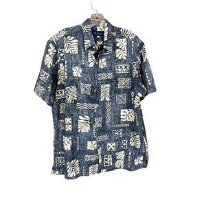 Blue Paradise Blue Hawaiian Tropical Buttoned Down Casual Shirt